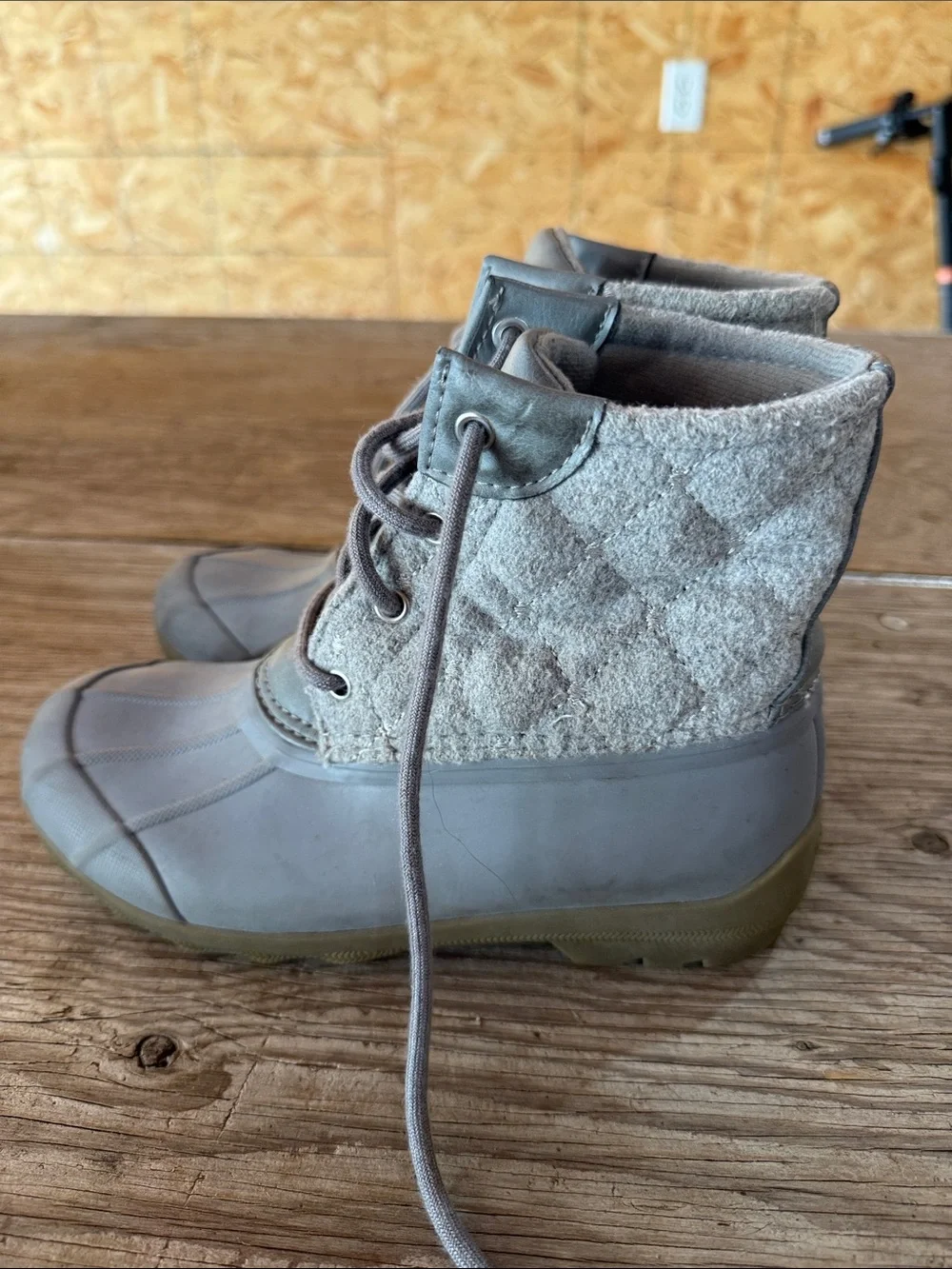 Sperry Light Taupe Lace-Up Duck Boots